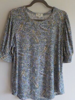 Kim & Cami Blouse Top - Medium - Floral Paisley blue/purple - Short Sleeve (810)